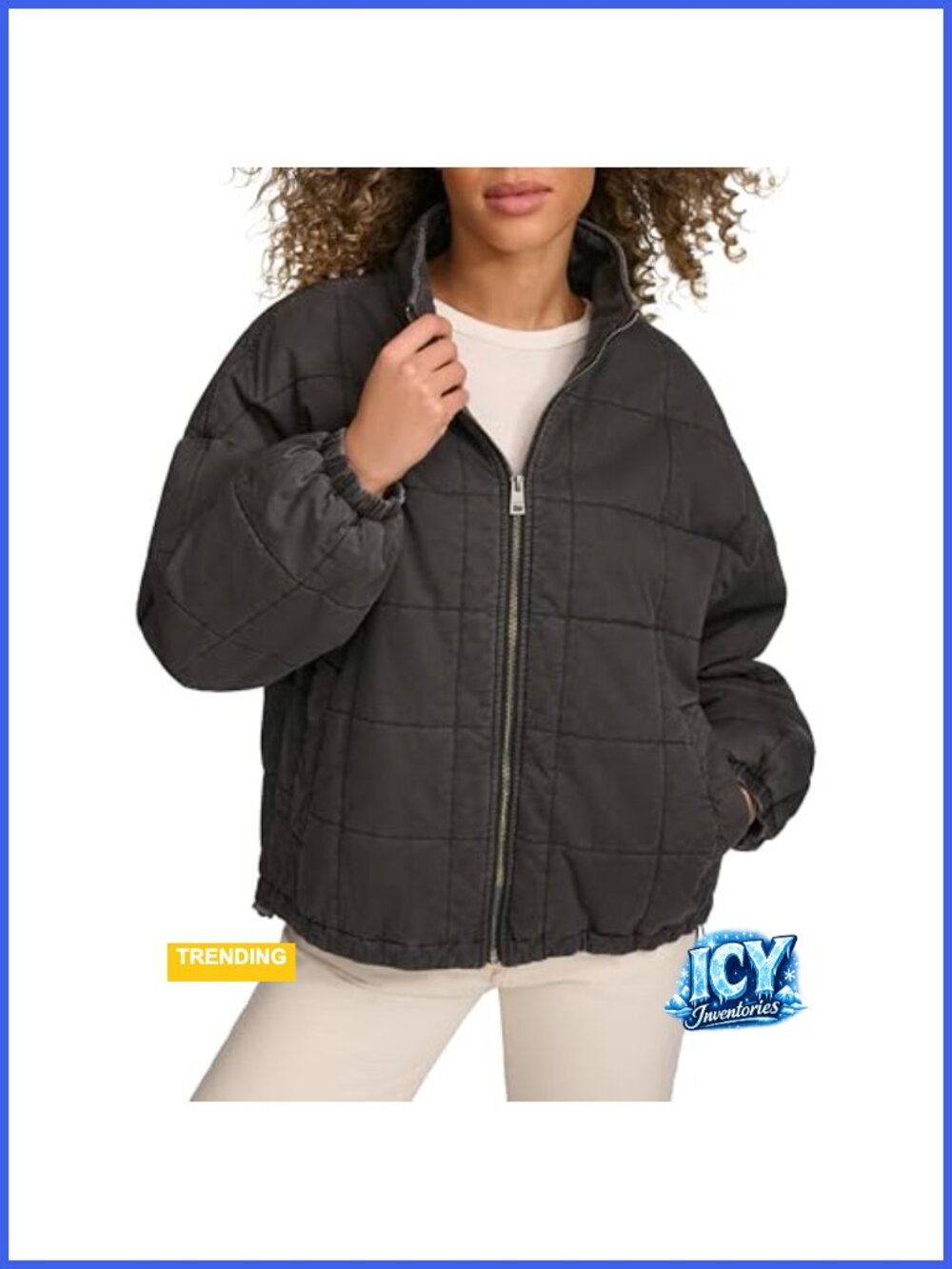 Levi's Women's Box Quilted Cotton Jacket Lightweight Zip Up Relaxed Fit